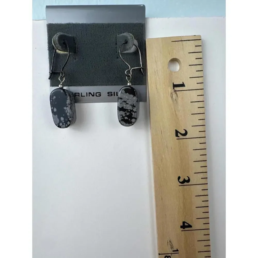 Snowflake Obsidian Dangle Drop Earrings‎